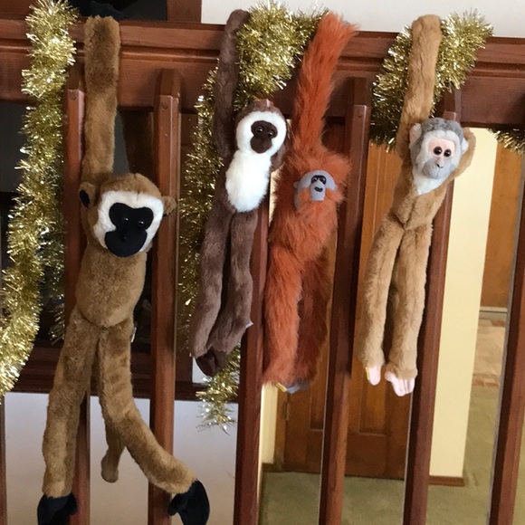 4 long plush stuffed hanging monkeys stuffed velcro hands Wild Republic Aurora - Picture 6 of 15
